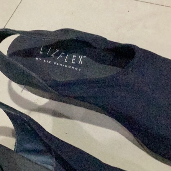 Liz Claiborne Flex Wedge Sandal, Navy Blue SZ 10 - Picture 4 of 7